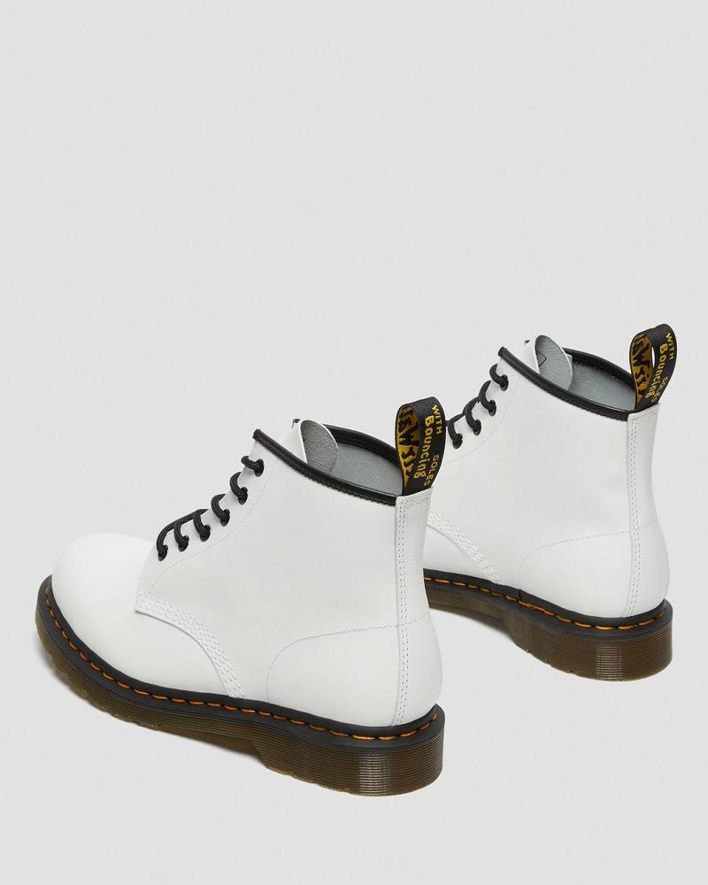 Men's Dr Martens 101 Yellow Stitch Smooth Leather Ankle Boots White | AU 412JPQ